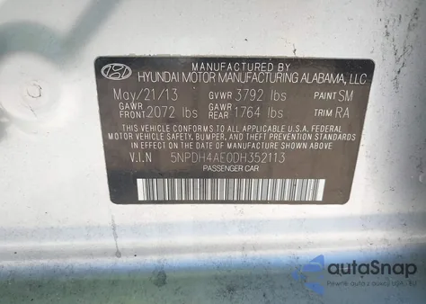 2013 Hyundai Elantra Gls из США, поврежденный, VIN 5NPDH4AE0DH352113